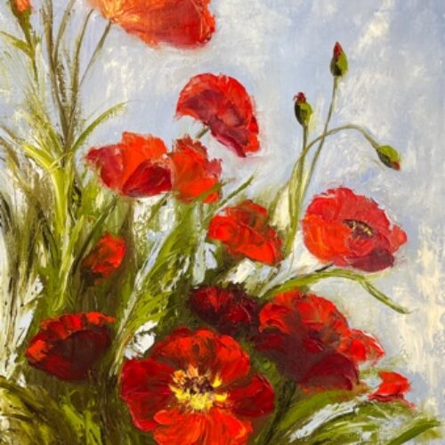 ציור של טניה וור מתוך התערוכה: דבר אלי בפרחים